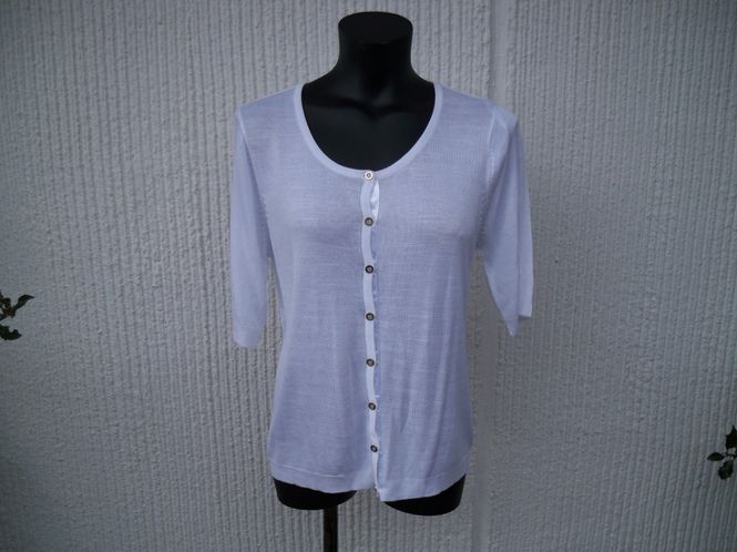 Huvudbild Finstickad Vit Kortärmad Kofta SUNNY Ze-Ze