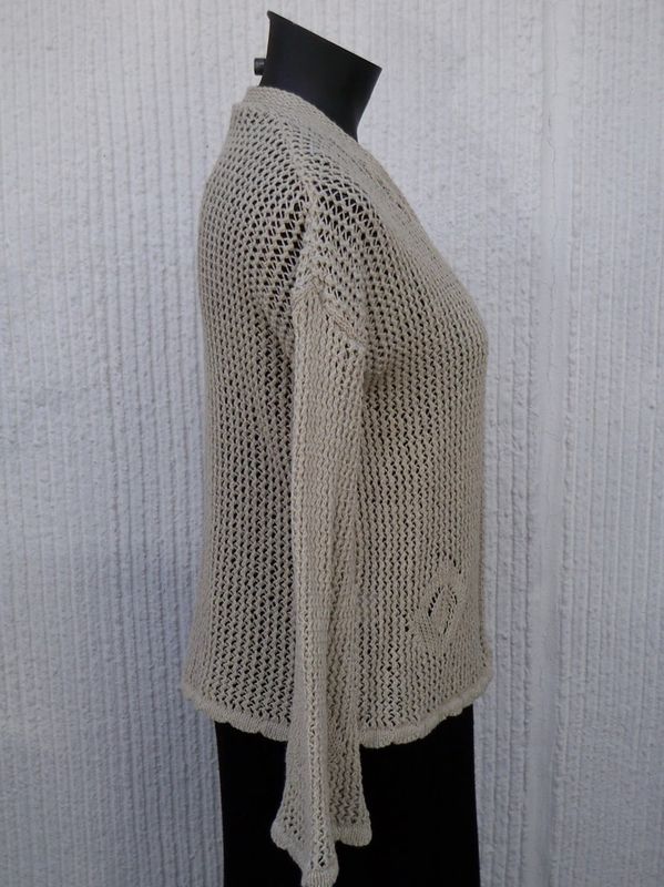 Beige Stickad Bomullskofta