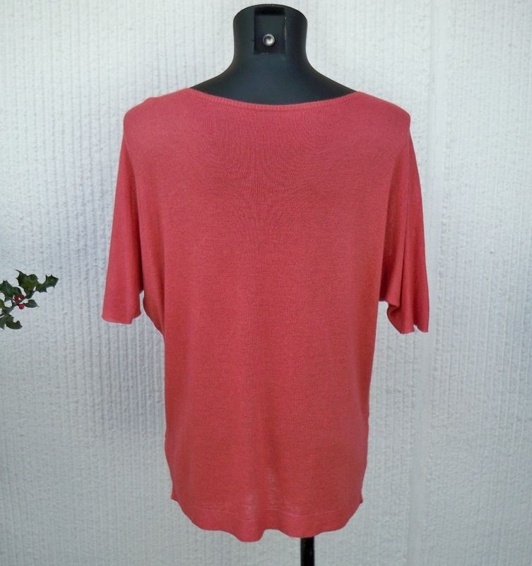 Finstickad Tröja Lin Viskos Korall