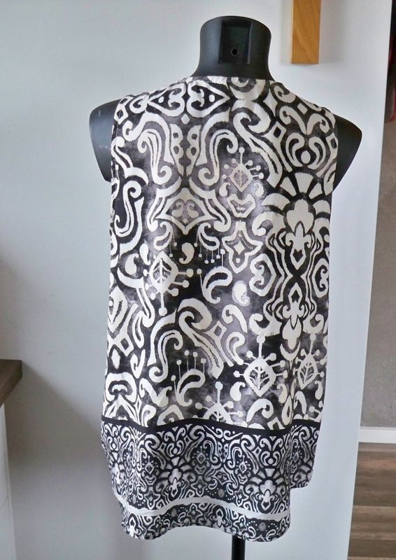 Svart Mönstrad Ärmlös Blus