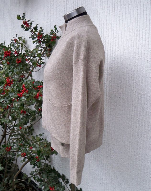 Sandbeige Stickad Kofta Jacka