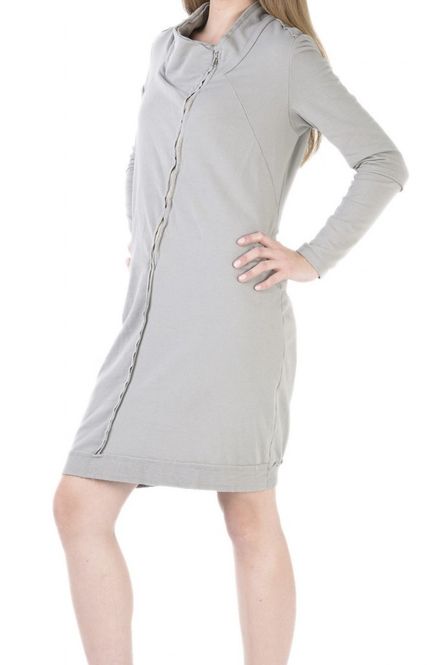 Huvudbild Beige Klänning Med Lång Dragkedja