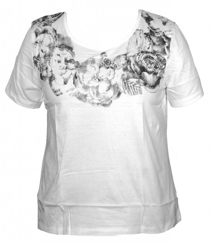 Vit Topp med gråsvart mönster