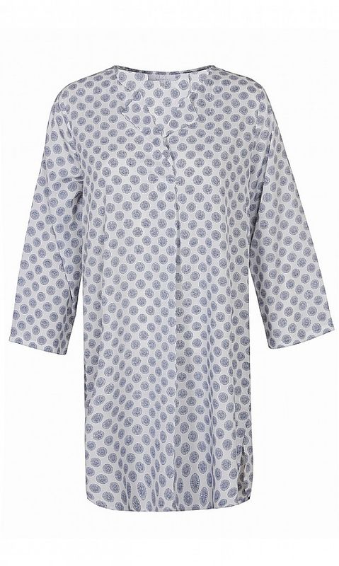 Vit Blå Mönstrad Tunika Hubel Ze-Ze