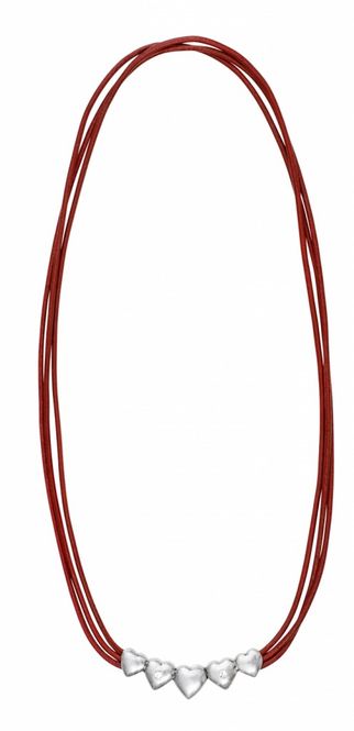 Huvudbild Halsband KELLY Rött läder/silver. Dansk ...