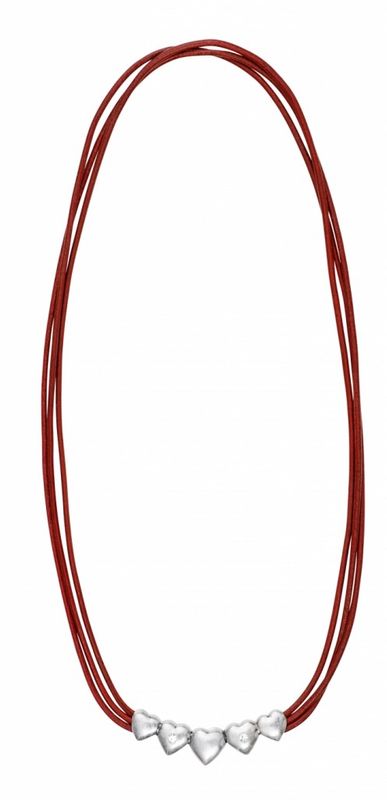Halsband KELLY Rött läder/silver. Dansk Smykkekunst