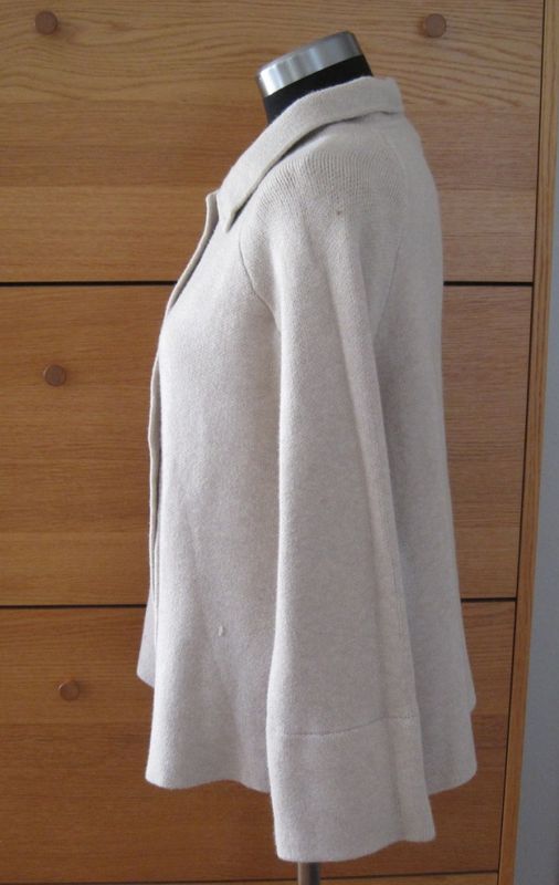 Beige Stickad Jacka Kofta Med Krage