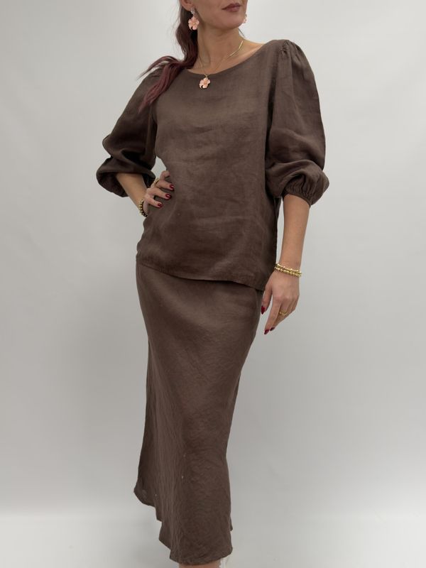 Gemini - Talia Brun Ankellång Linnekjol