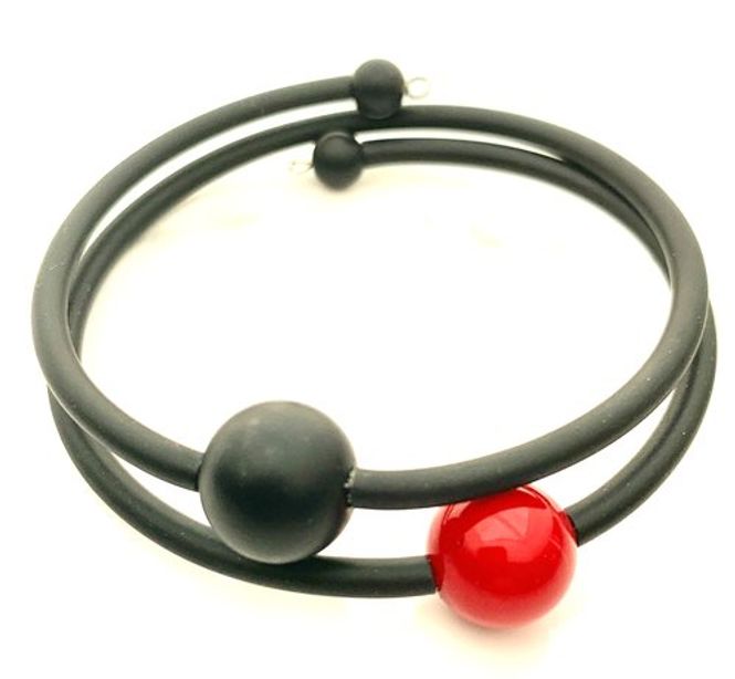 Huvudbild Gummiarmband Dubbla Kulor Svart Röd