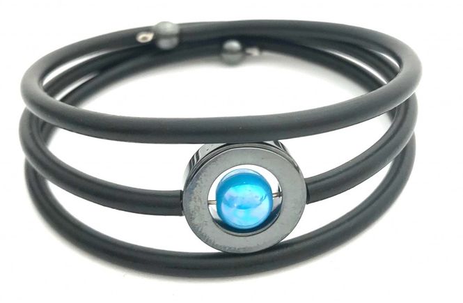 Huvudbild Gummiarmband Dilba Hematit/Turkos. Magnani ...