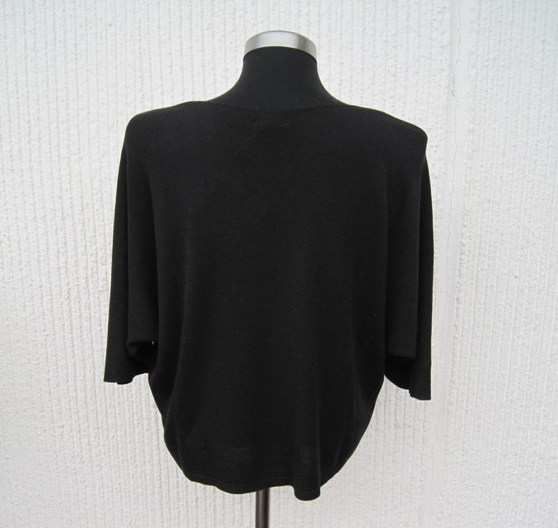 Svart Finstickad Tröja Med Kort Ärm