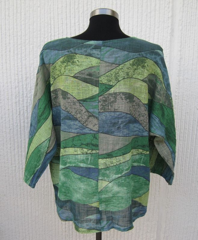 Grön Mönstrad Bomullsblus. Made in Italy