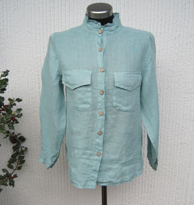 Mintgrön Linneblus Lång Ärm Janne K