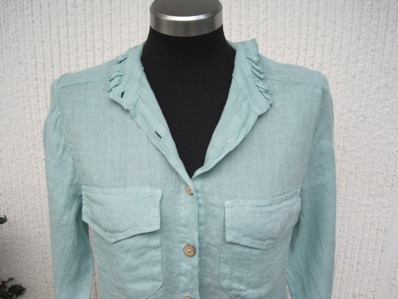 Mintgrön Linneblus Lång Ärm Janne K