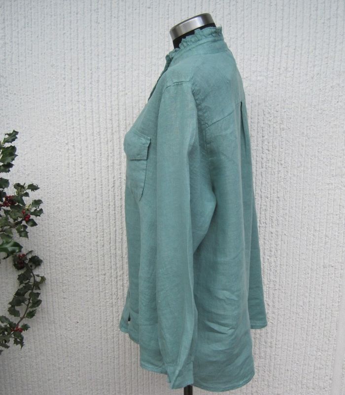 Jadegrön Linneblus Lång Ärm Janne K