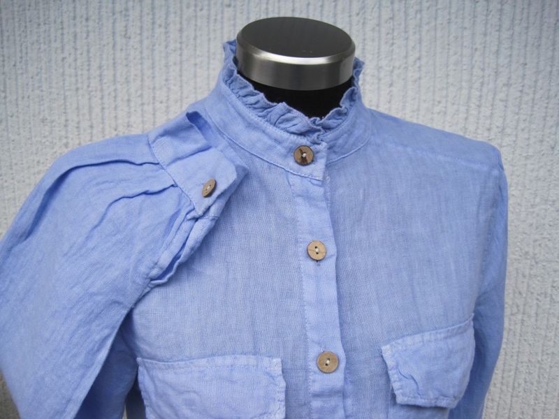 Blå Linneblus Lång Ärm Janne K