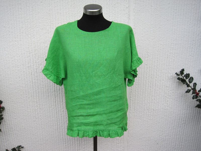 Kiwigrön Linneblus med liten volang