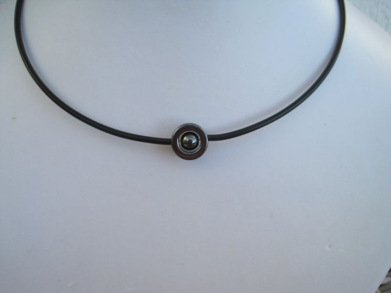 Halsband Svart Choker Hematit Med Grå Pärla