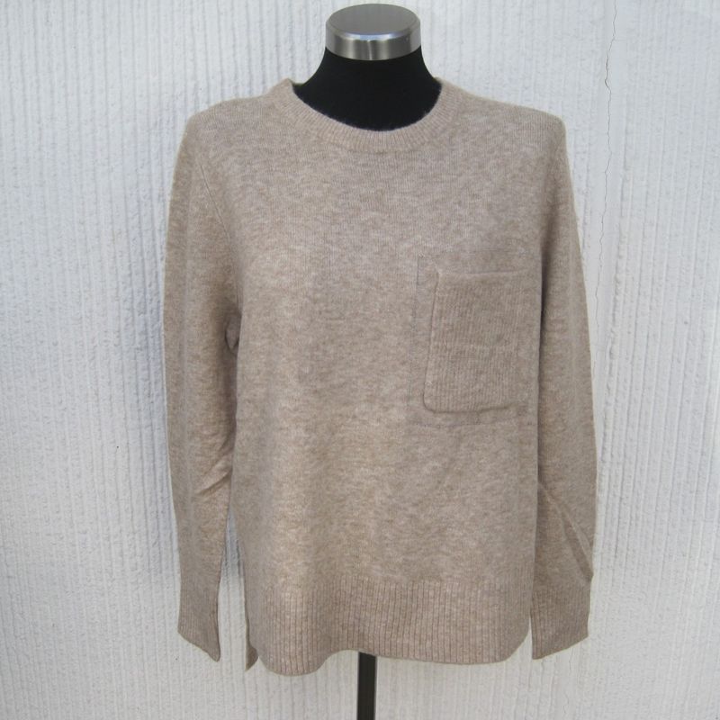 Beige Stickad Tröja Med Lång Ärm