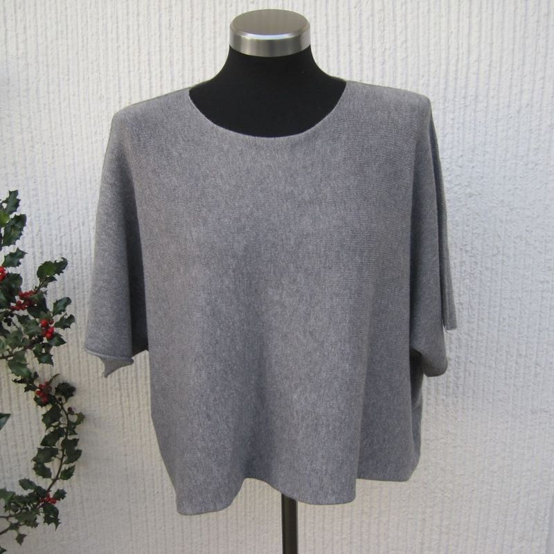 Grå Kort Ponchotröja Med Halvlång Ärm