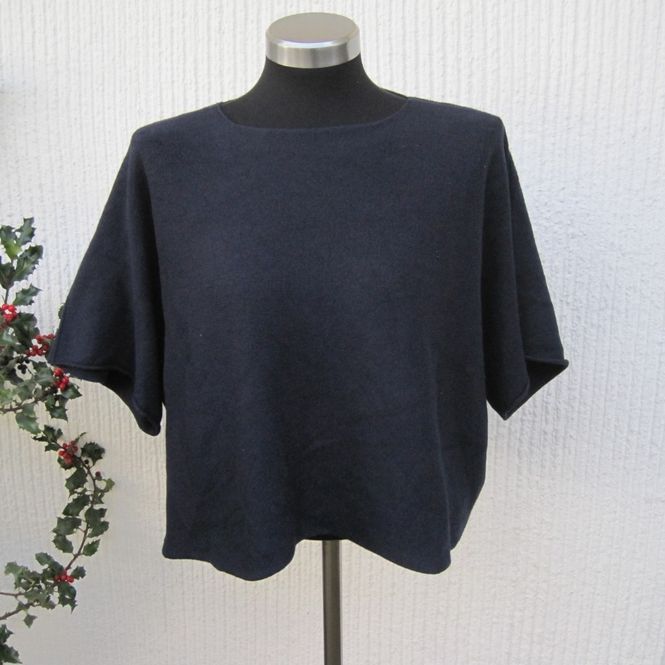 Huvudbild Marinblå Kort Ponchotröja Med Halvlång Ärm