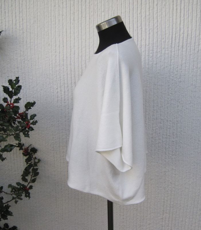 Vit Kort Ponchotröja Med Halvlång Ärm