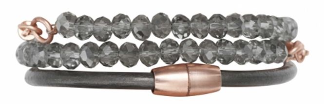 Huvudbild Grått Armband Molly Läder och Pärlor Dansk ...