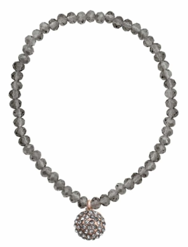 Elastiskt Armband Med Grå Glaspärlor  Molly Dansk Smykkekunst