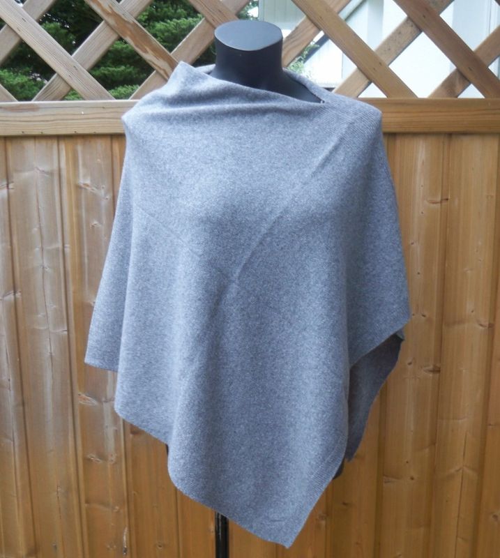 Poncho Mörkgrå Ull-Kashmir Mix