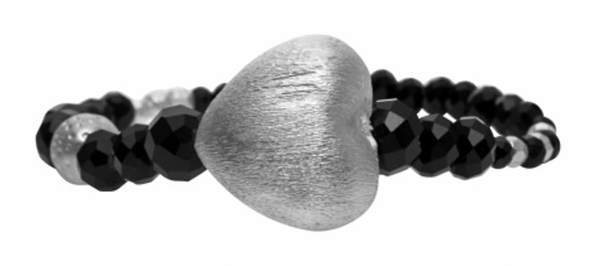 Huvudbild Elastiskt Armband med svarta pärlor och ...