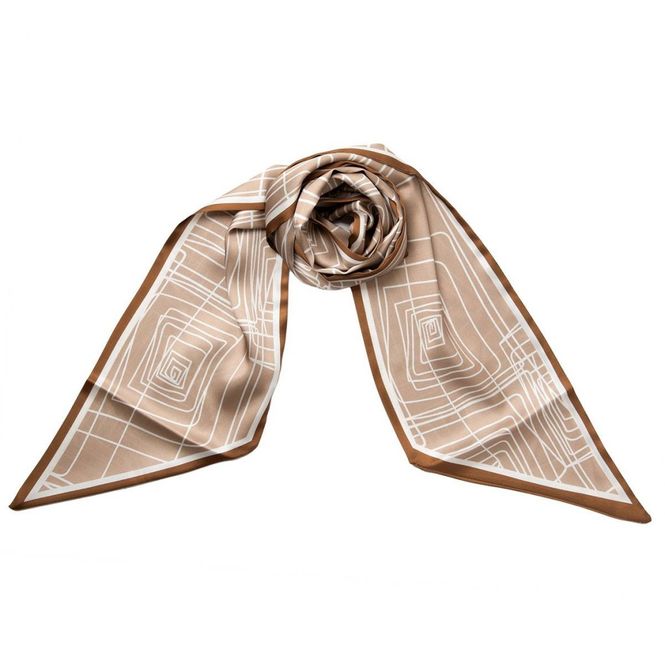 Huvudbild Smal beige scarf med grafiskt mönster