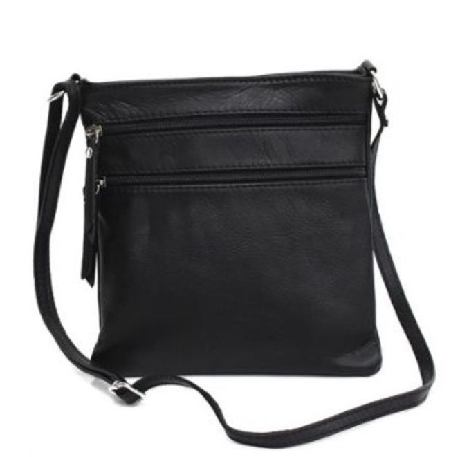 Huvudbild Mörkblå skinnväska med axelrem