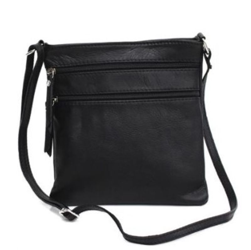 Mörkblå skinnväska med axelrem