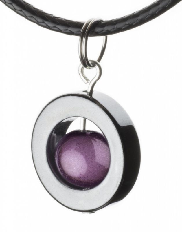Halsband Hematit Med Violett Pärla Selma  Magnani Smyckesdesign