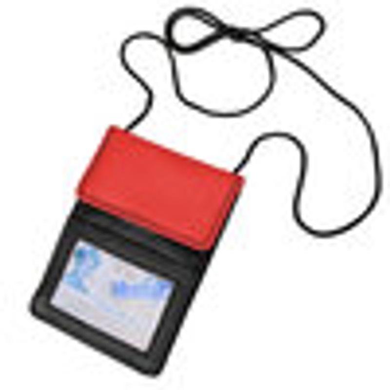 Neck Pouch Halspåse Läder Svart Röd