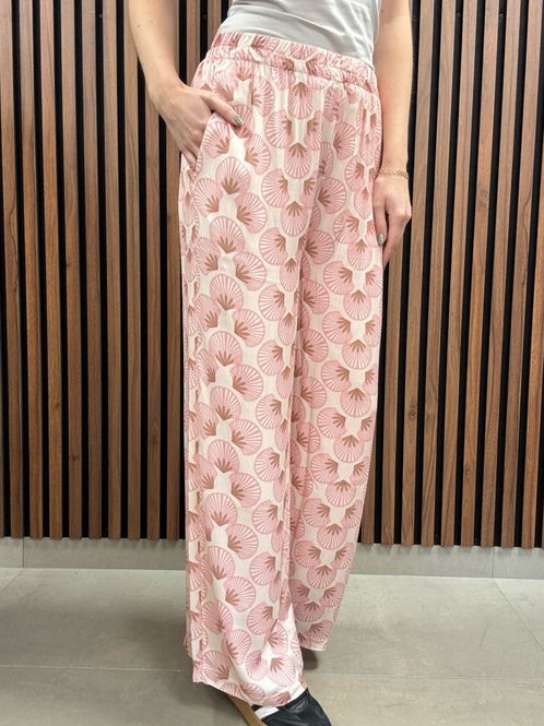 Huvudbild Gemini - Zilla Mönstrade Byxor Cremevit Rosa